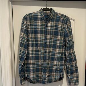 J- Crew Mercantile Men's Casual Plaid Shirt - Blue and Tan